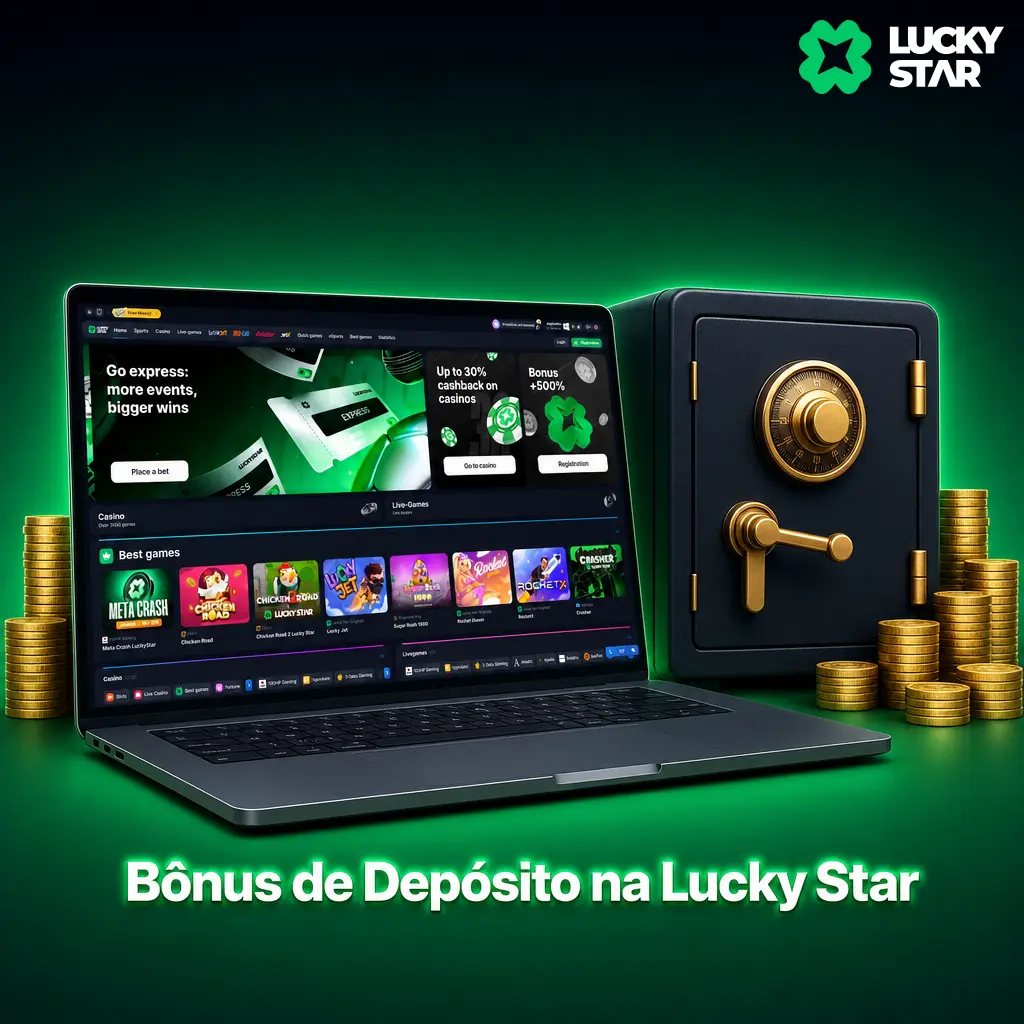 Bônus de depósito na Lucky Star com saldo extra e rodadas grátis em slots como Fortune Tiger e Gates of Olympus