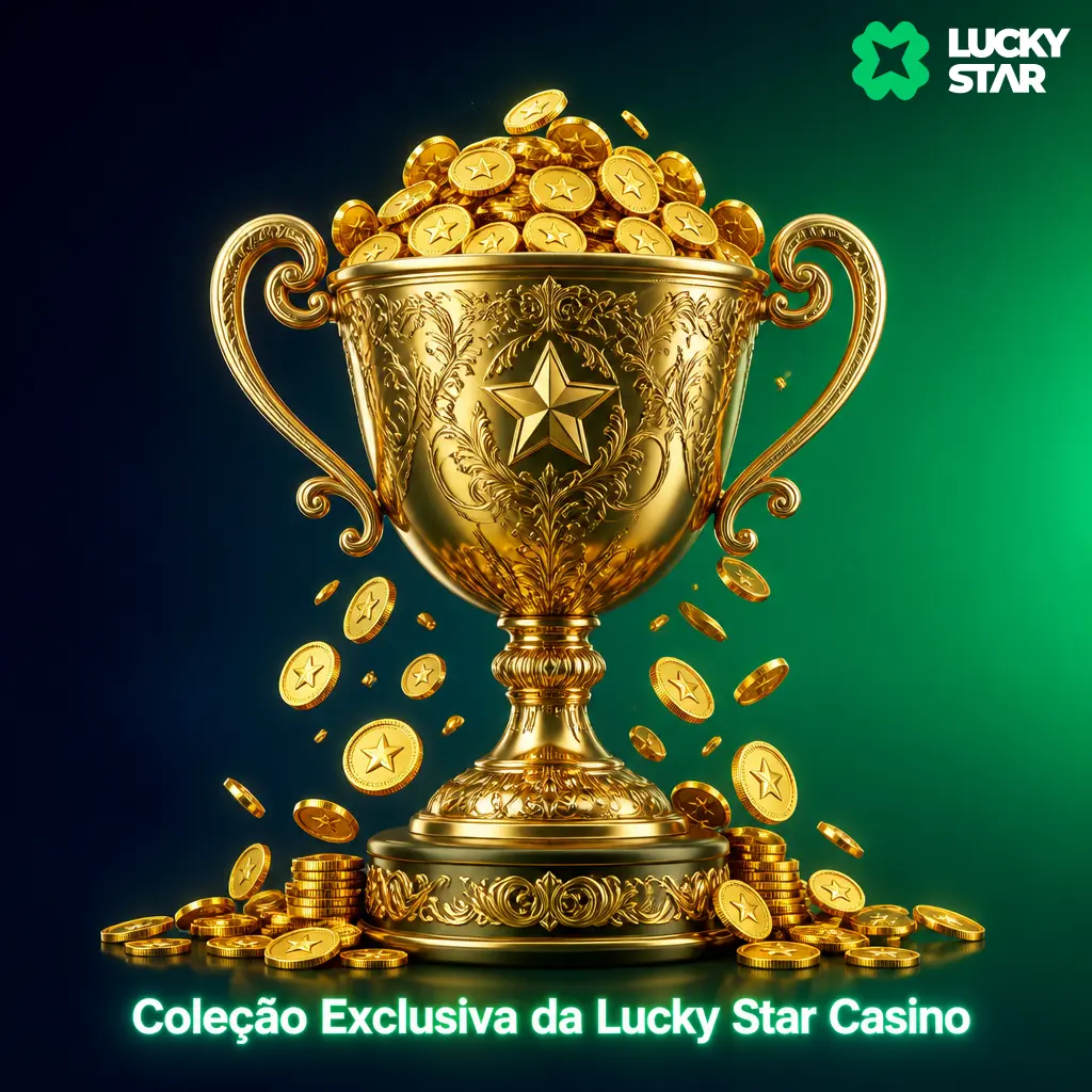 Jogos exclusivos da Lucky Star Casino com cores verde e navy, selo "Exclusivo" e recursos bônus liberados só na plataforma
