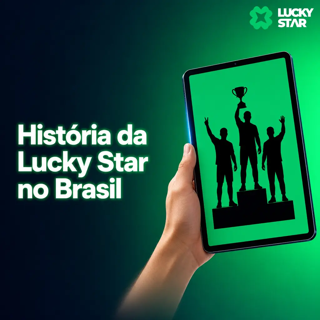 Linha do tempo da história da Lucky Star no Brasil, destacando lançamento em 2024, integração do PIX e parcerias com criadores de conteúdo