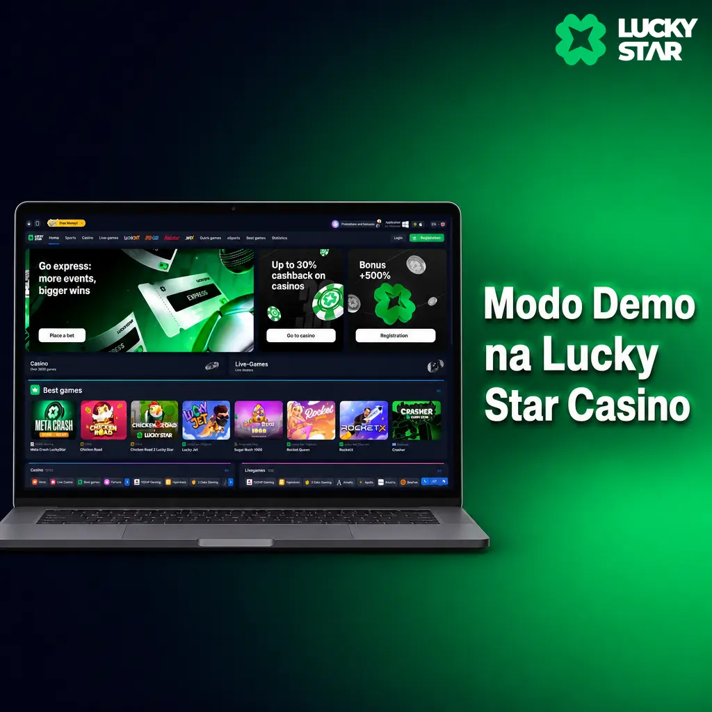 Modo demo gratuito da Lucky Star Casino para testar slots com créditos virtuais, sem cadastro ou risco