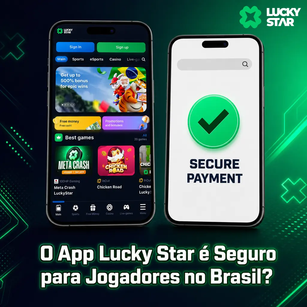 App Lucky Star com criptografia SSL de 256 bits garantindo segurança para jogadores no Brasil
