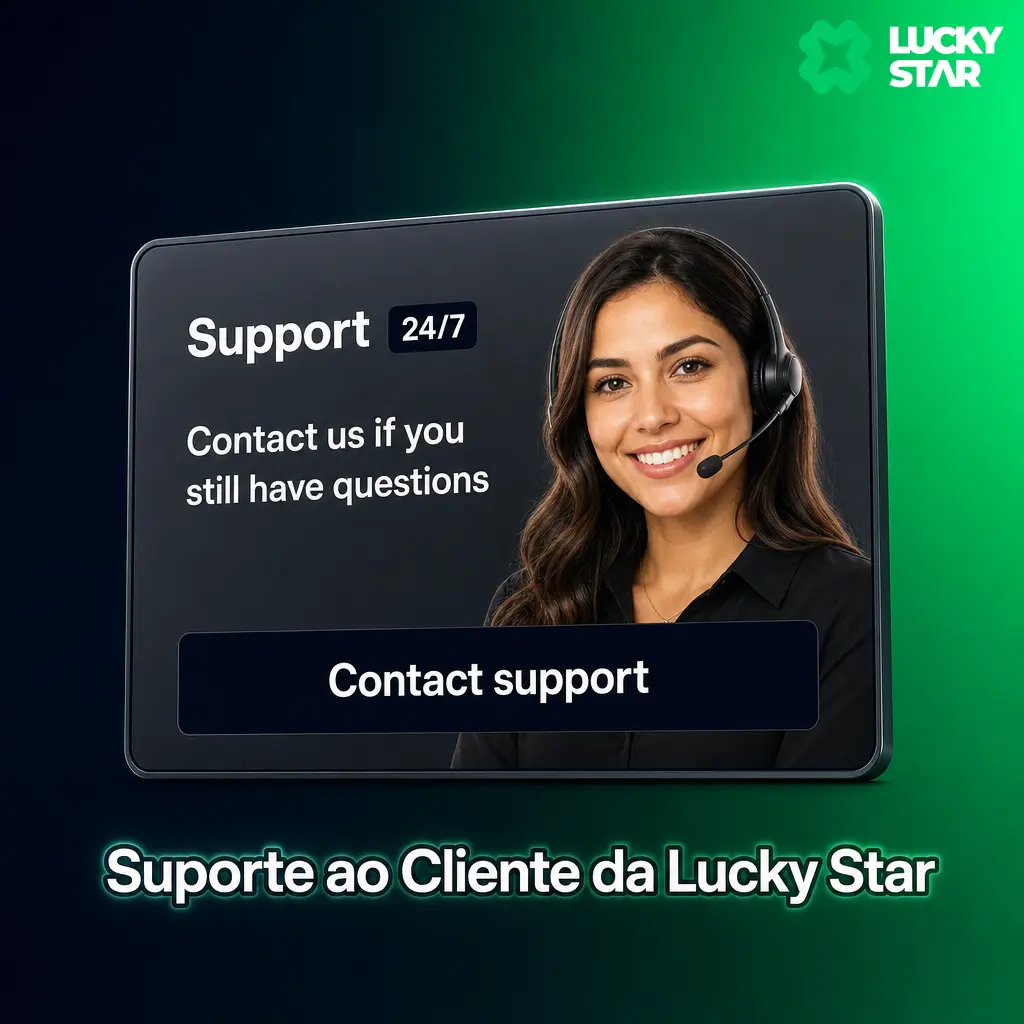 Suporte ao Cliente da Lucky Star: chat ao vivo 24h, e-mail, WhatsApp e FAQ sobre conta, saque e bônus